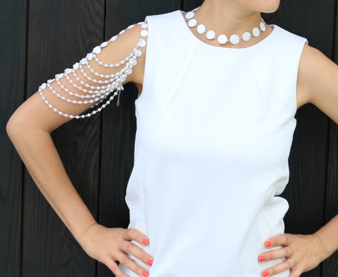 Arm Bracelet Konte, Shoulder Pearl Bracelet, Hand Harness, Arm Cuff - 项链 - 珍珠 白色