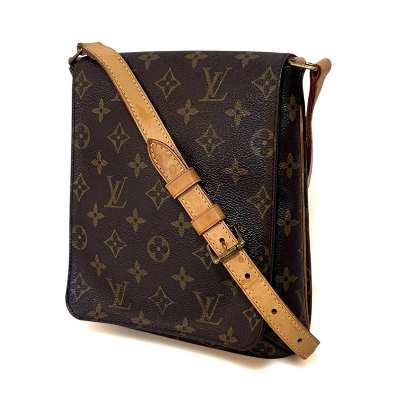 正品 Louis Vuitton 路易威登 Musette Salsa Monogram 肩背包 PVC 皮革 M51258 二手 - 侧背包/斜挎包 - 其他材质 咖啡色