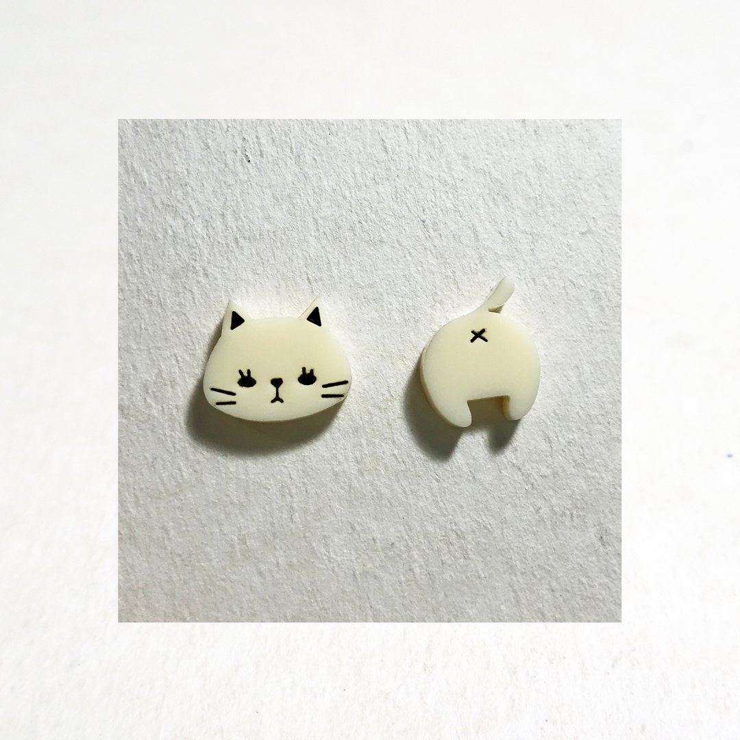 Cat earrings / piercings - 耳环/耳夹 - 压克力 多色
