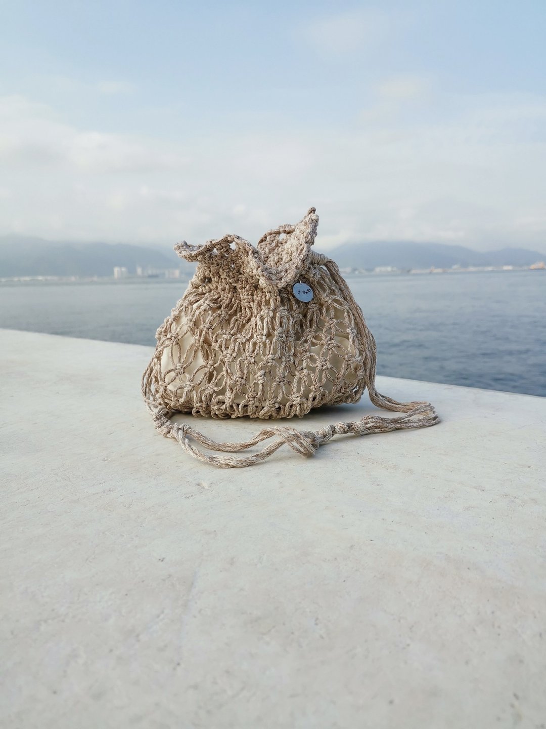法式绳结束口袋Macrame Bag - 侧背包/斜挎包 - 棉 多色