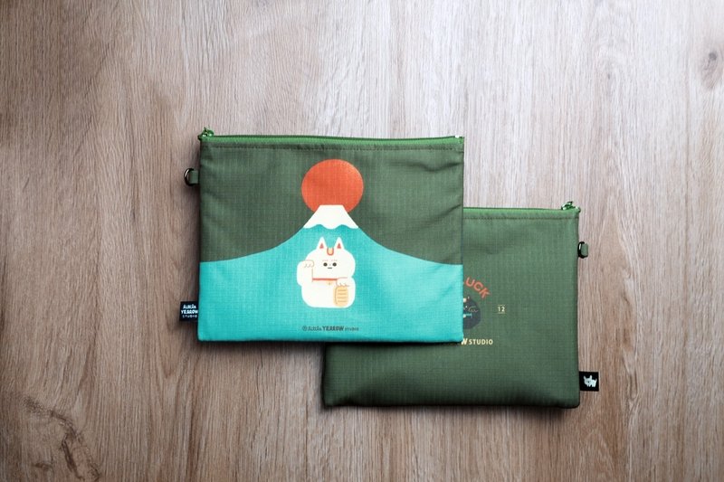 轻量防水 旅行小物收纳包 可放电子书  - 招财猫 - 化妆包/杂物包 - 聚酯纤维 绿色