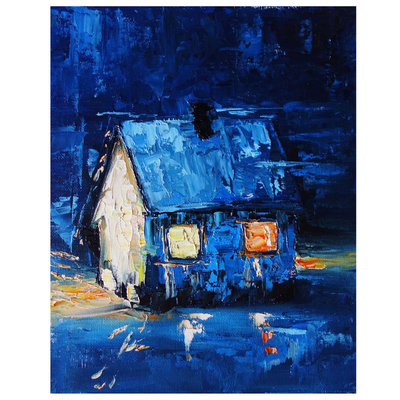 Old Barn Painting Oil  油畫原作 Floral Original Art Wildflowers Impasto - 海报/装饰画/版画 - 颜料 多色