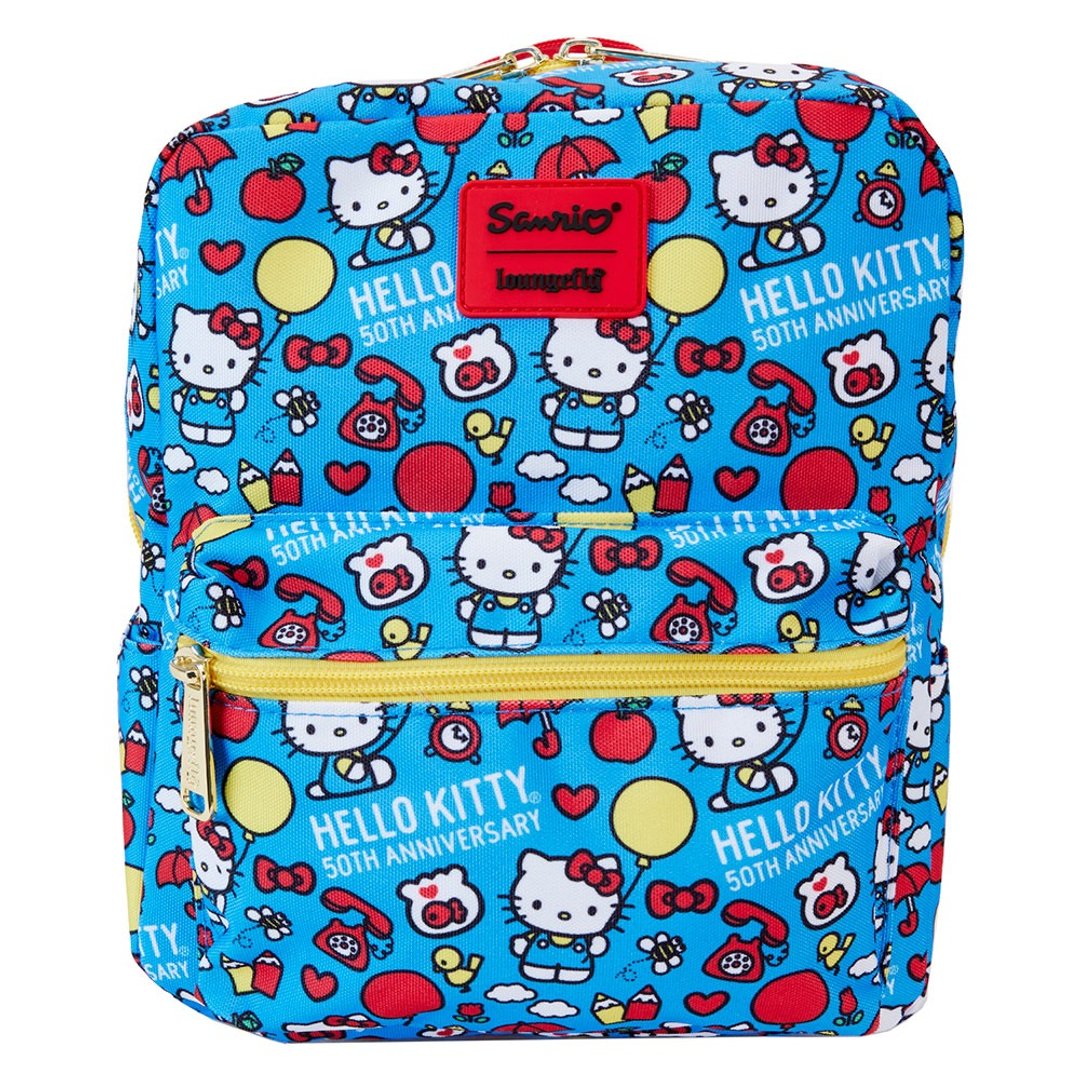 LOUNGEFLY-Hello Kitty50周年尼龙轻便后背包 - 后背包/双肩包 - 尼龙 蓝色
