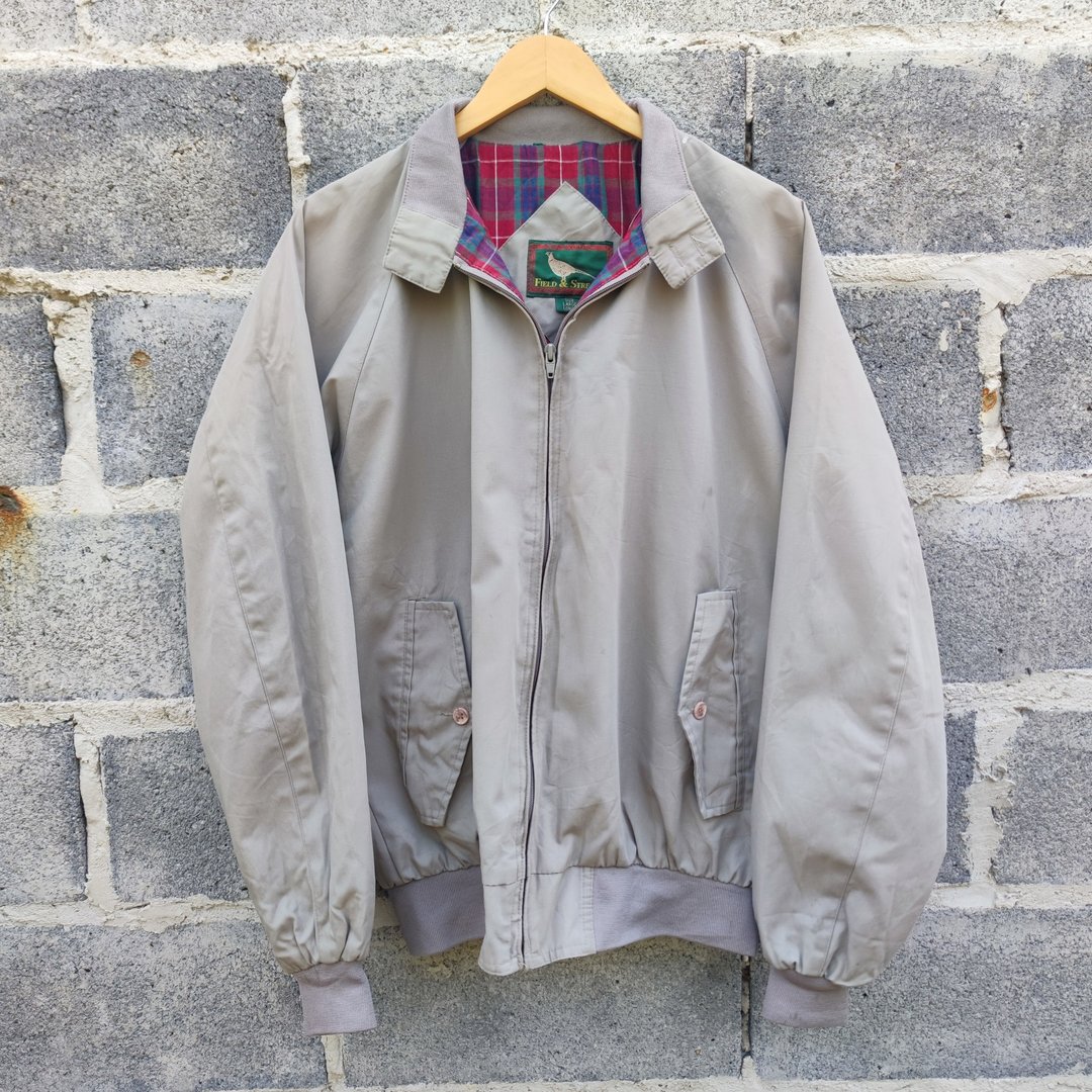 Field & Stream 复古 Harrington 轻量格纹内衬夹克 L - 男装外套 - 其他材质 卡其色