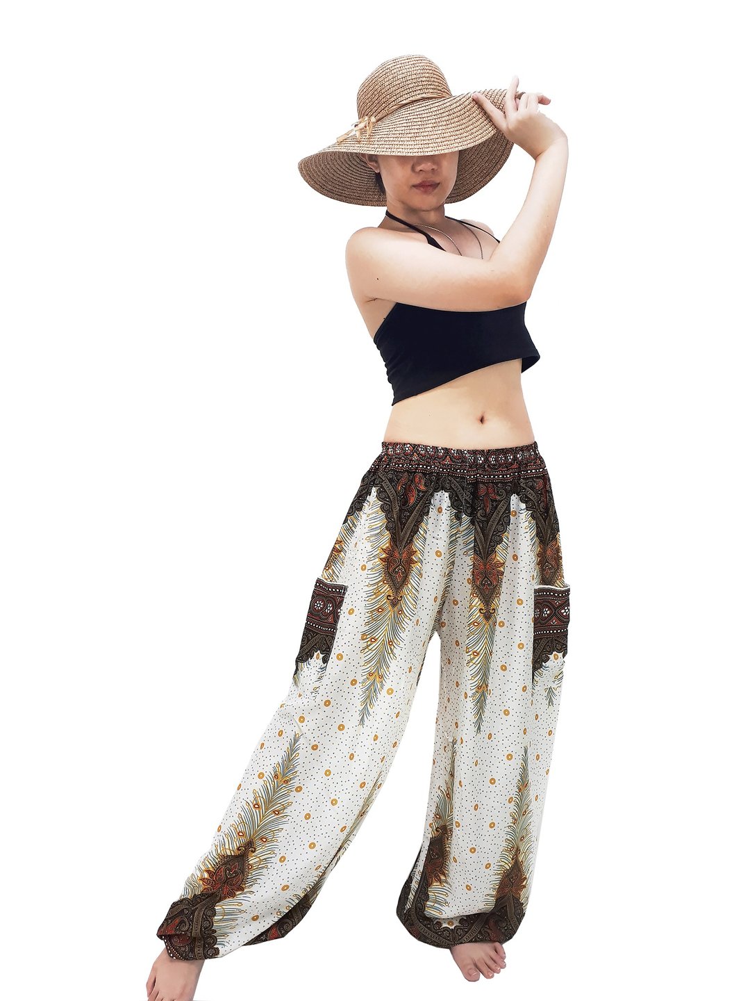 Women Pants Aladdin Pants Thai Pants Gypsy Pants Rayon Bohemian Trouser - 中性裤装 - 其他材质 白色