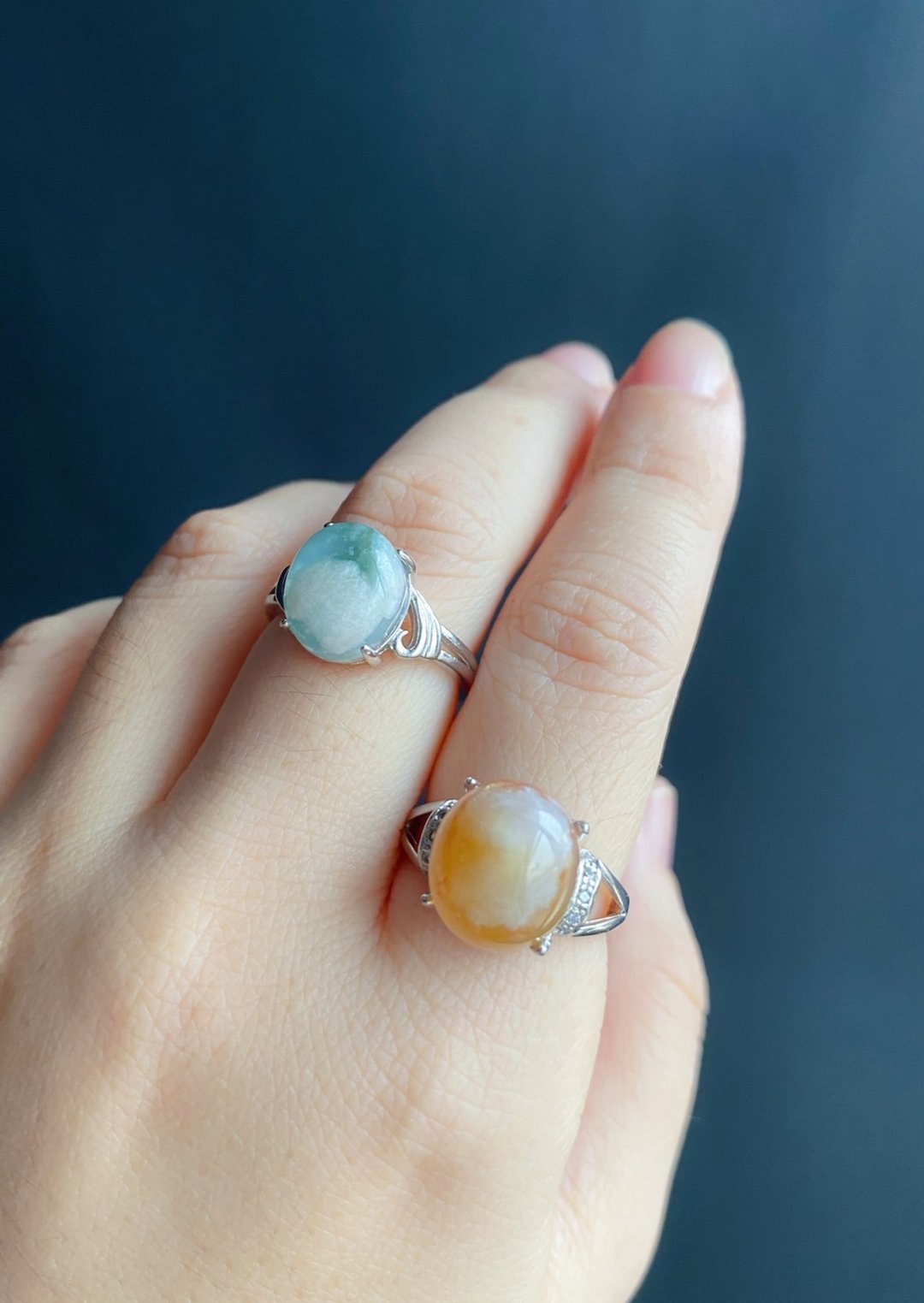 樱花玛瑙 小高货 水中花 戒指 水晶 礼物 S925 活动戒 ring - 戒指 - 水晶 