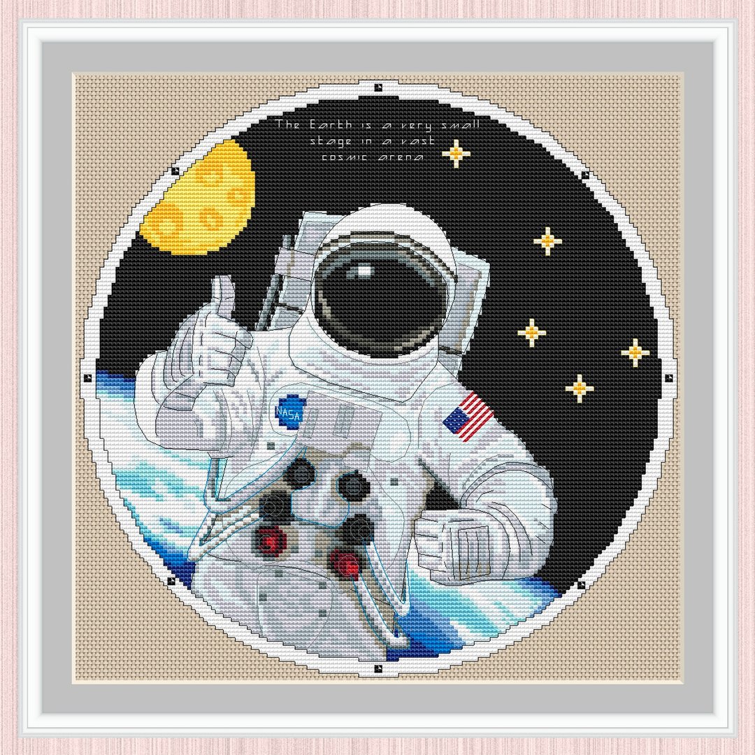 Astronaut Cross Stitch Pattern | Cosmonaut | Spacewalk | Space flight | - 手工艺教程/工具书 - 其他材质 