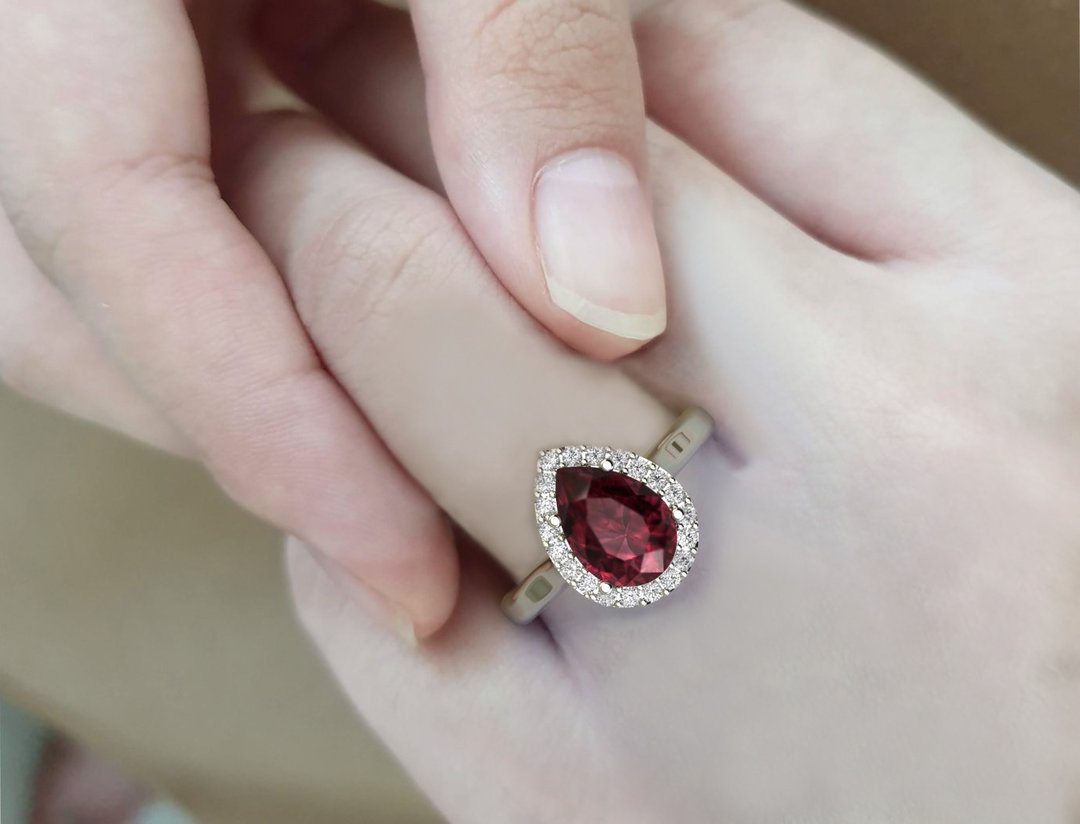 2.60Ct Natural Rhodolite Garnet Silver Ring ,January Birthstone jewelry for her - 戒指 - 其他金属 咖啡色
