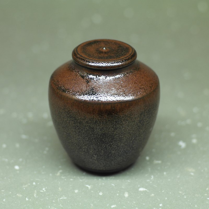 瓮型 铁釉 茶仓 手作陶艺 茶道具 - 茶具/茶杯 - 陶 