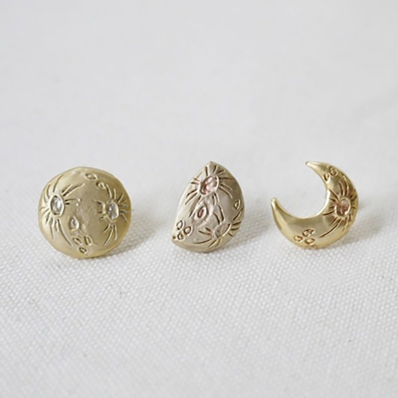 Moon Phases Age / Piercing PA288 - 耳环/耳夹 - 其他金属 金色