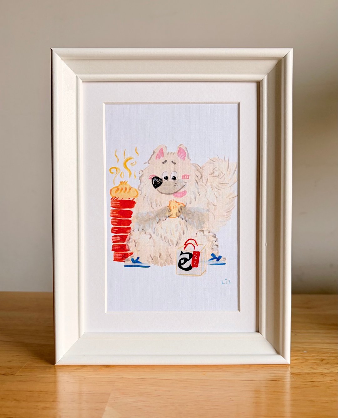 小笼包狗挂画 - 含画框  - 狗狗挂画/玄关装饰画/客厅装饰画 - 海报/装饰画/版画 - 纸 