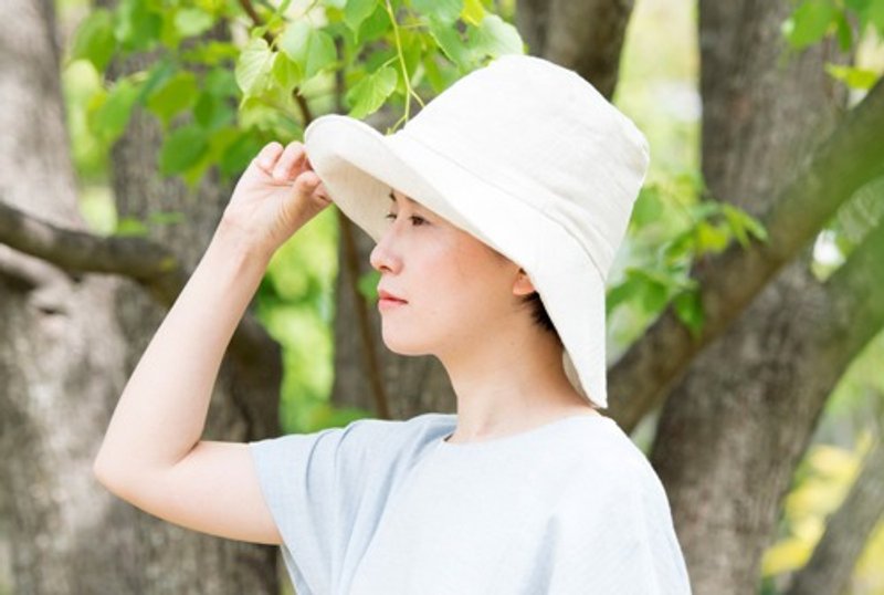 Organic Cotton Sun Hat [Linen Cotton W Gauze] - 帽子 - 棉．麻 