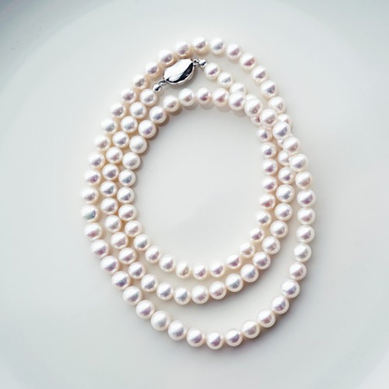 优质淡水珍珠 80厘米长项链 Suzanne_80 - 项链 - 宝石 白色