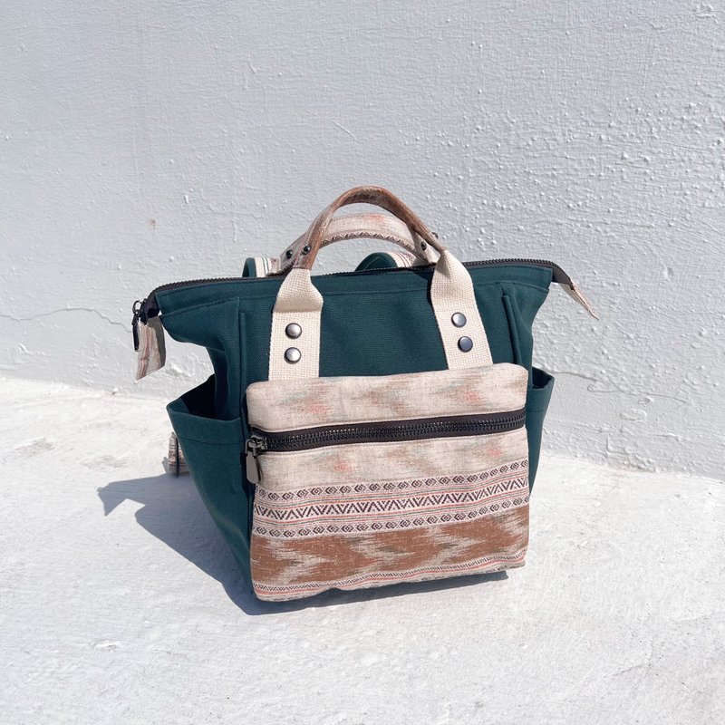 民族风背包-松绿色S - 后背包/双肩包 - 棉．麻 多色