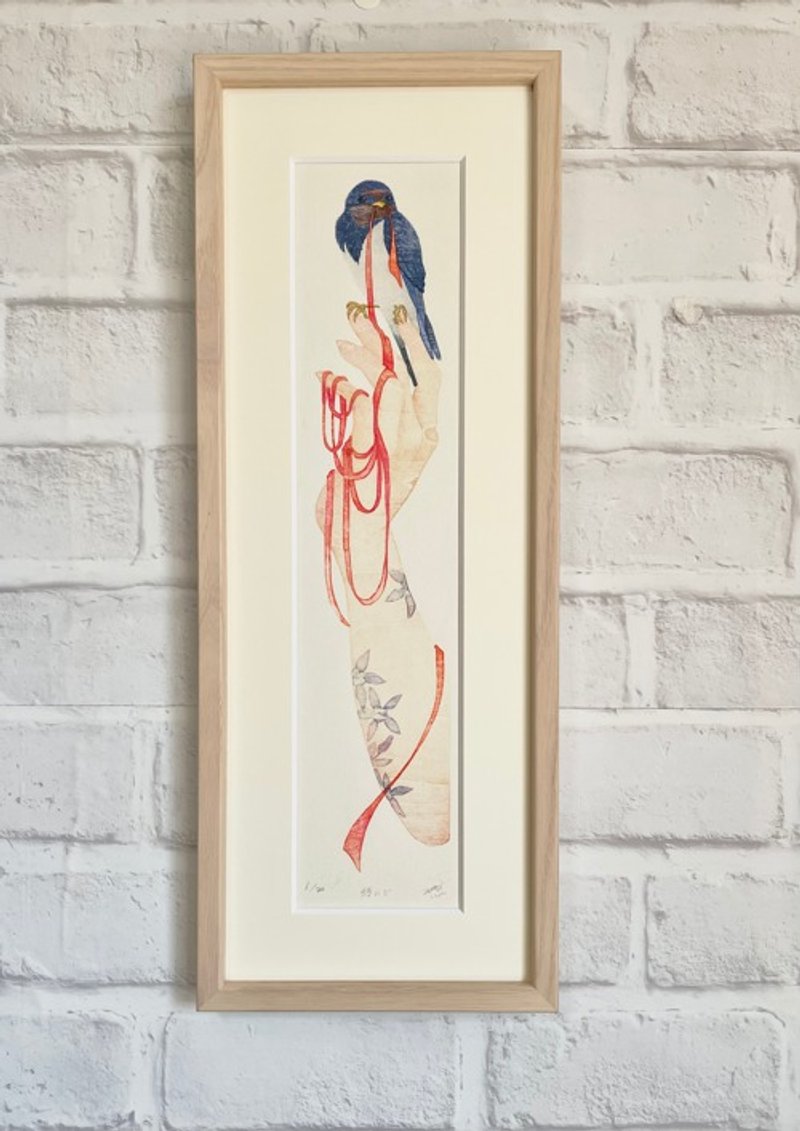 [裱框] 木版画、纸条、旋转 - 海报/装饰画/版画 - 纸 