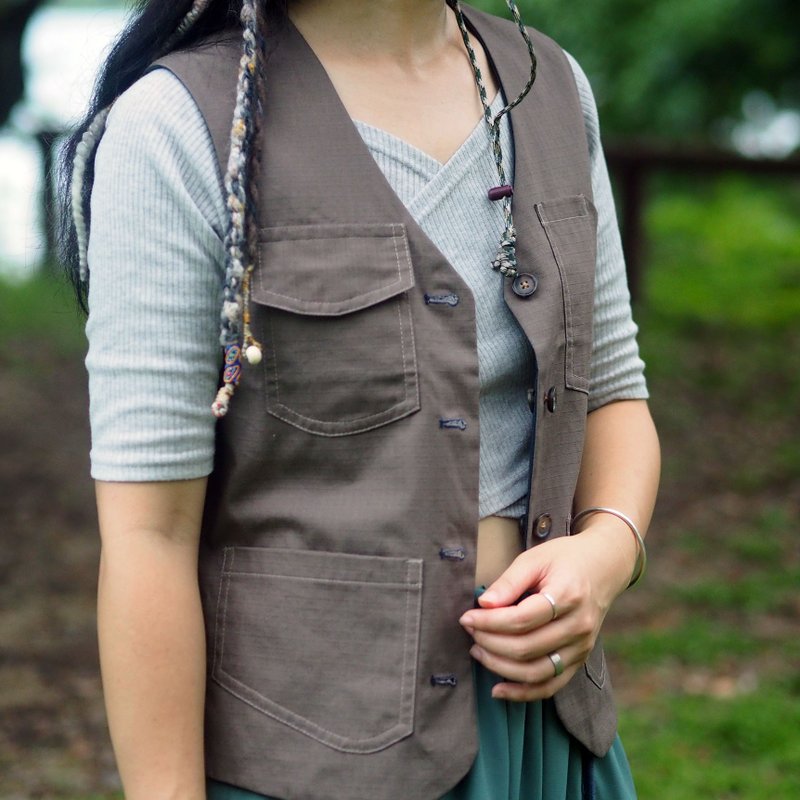 Travel Waistcoat 双面修腰背心 | 香港手造 - 女装背心 - 棉．麻 