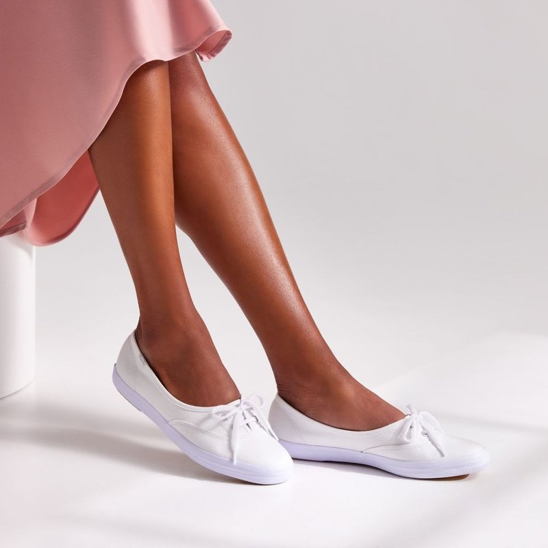 Keds THE MINI CANVAS 经典小清新懒人娃娃鞋 冰川白 WF67065 - 女款休闲鞋 - 其他材质 