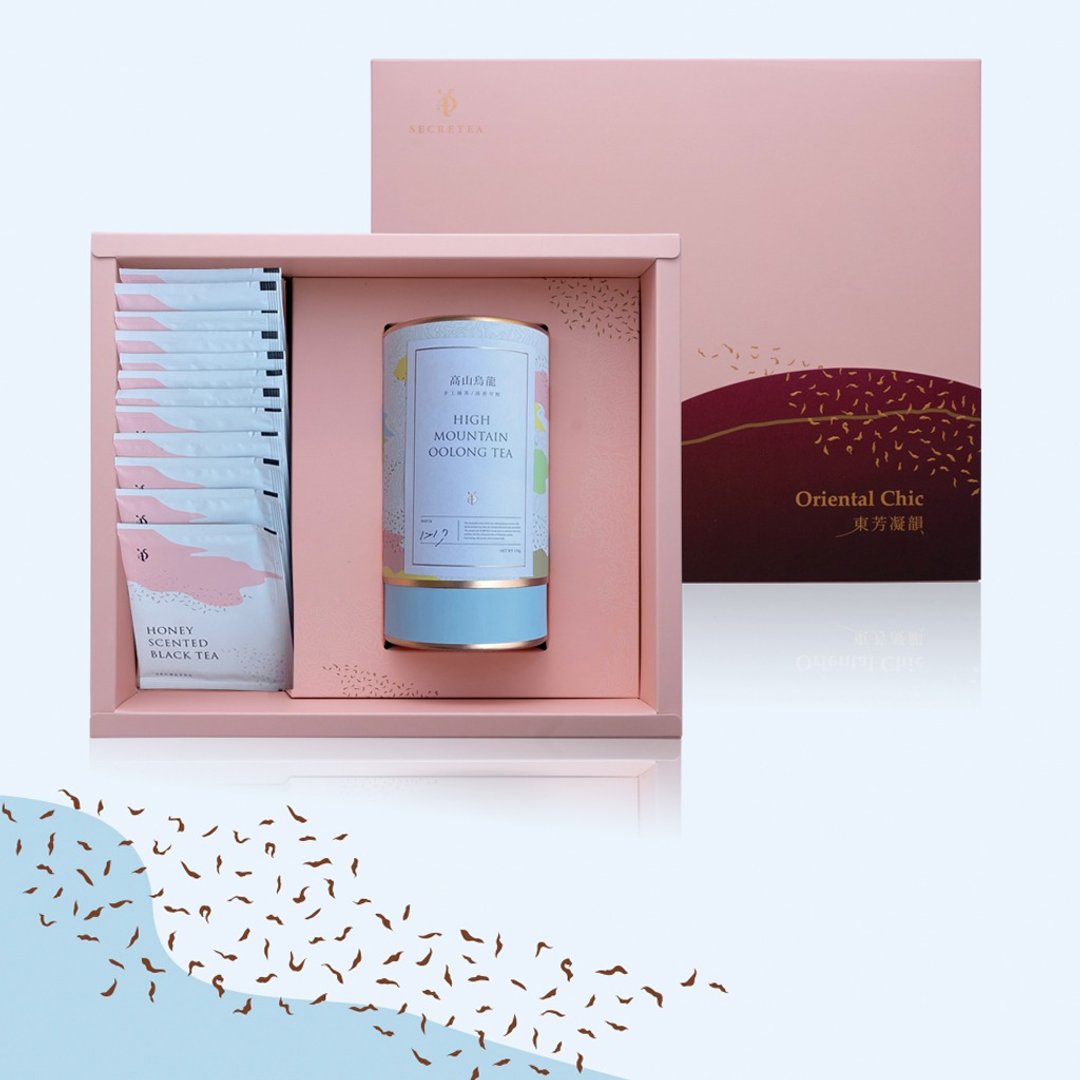 【中秋礼盒】寻觅礼盒 - 高山乌龙茶蜜香乌龙 茶叶 (150g)+12 入综 - 茶 - 新鲜食材 粉红色