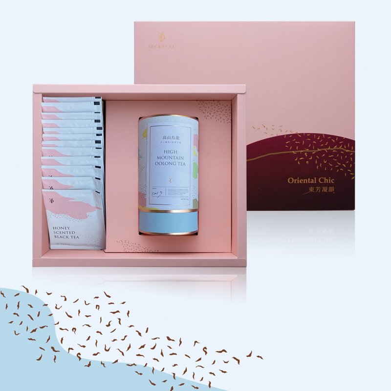 【耶诞礼盒】寻觅礼盒-阿里山清香乌龙茶150g+综合茶包 15入 - 茶 - 新鲜食材 粉红色