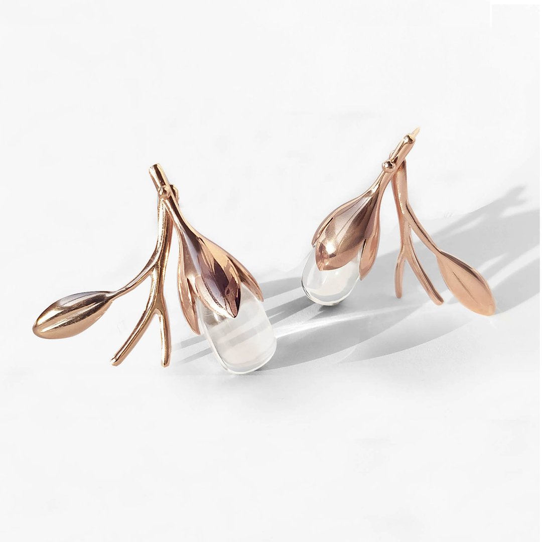 【雙11折扣】Silver Earrings , Quartz earrings, stud earrings ,dew drop - 耳环/耳夹 - 纯银 