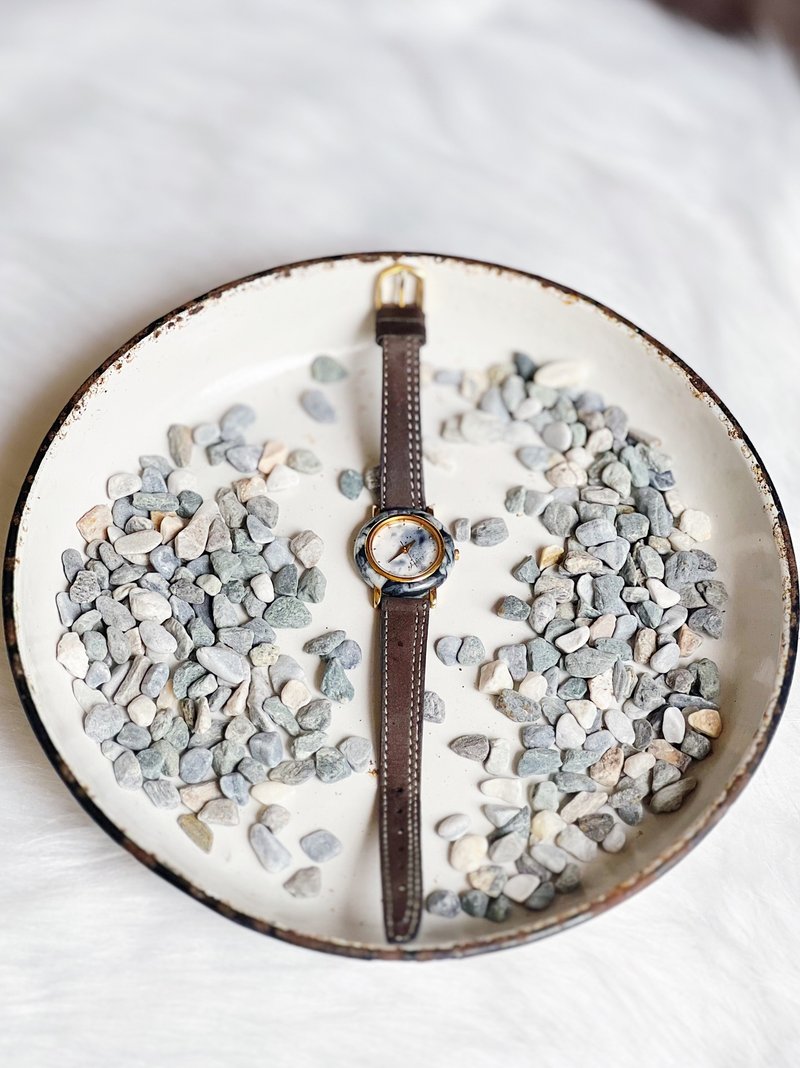 audrey 藏品古董金针小表面大理石石英表手表 时计 watch - 女表 - 石头 多色