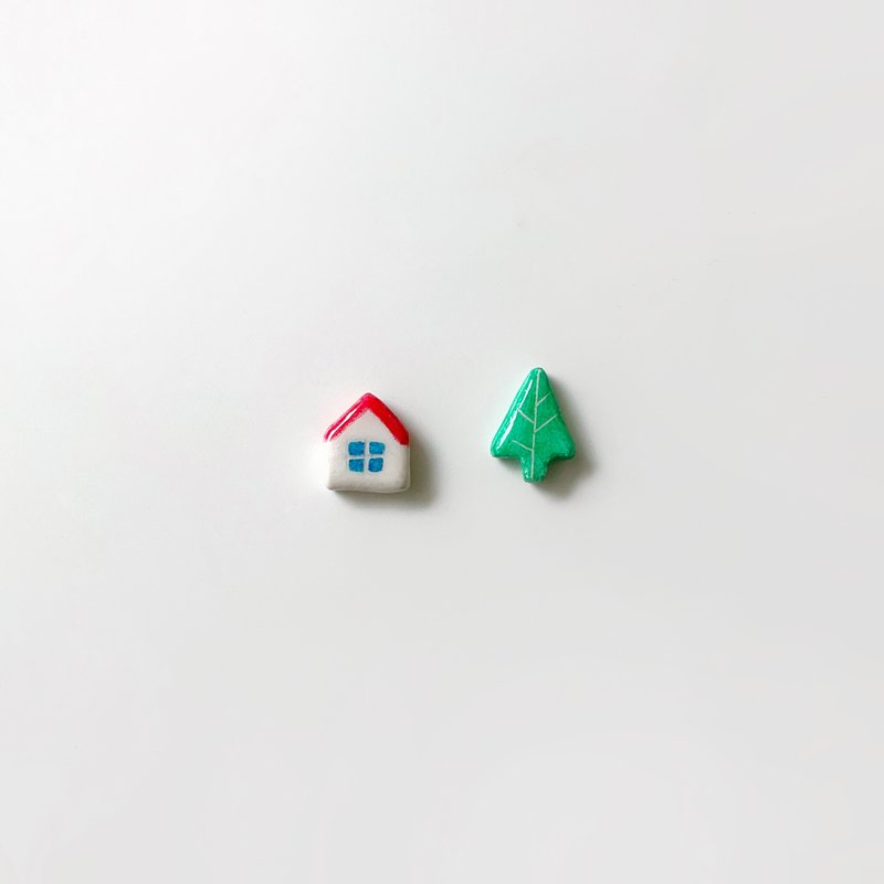 可爱小房子系列 - 手作/手绘耳环 - 耳环/耳夹 - 其他材质 多色