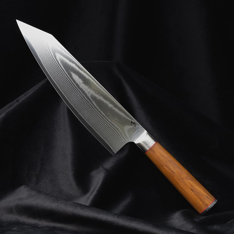叶添-大马士革系列 67层VG10-剑形牛刀-橄榄木(刃21cm) - 菜刀/刀架 - 其他金属 