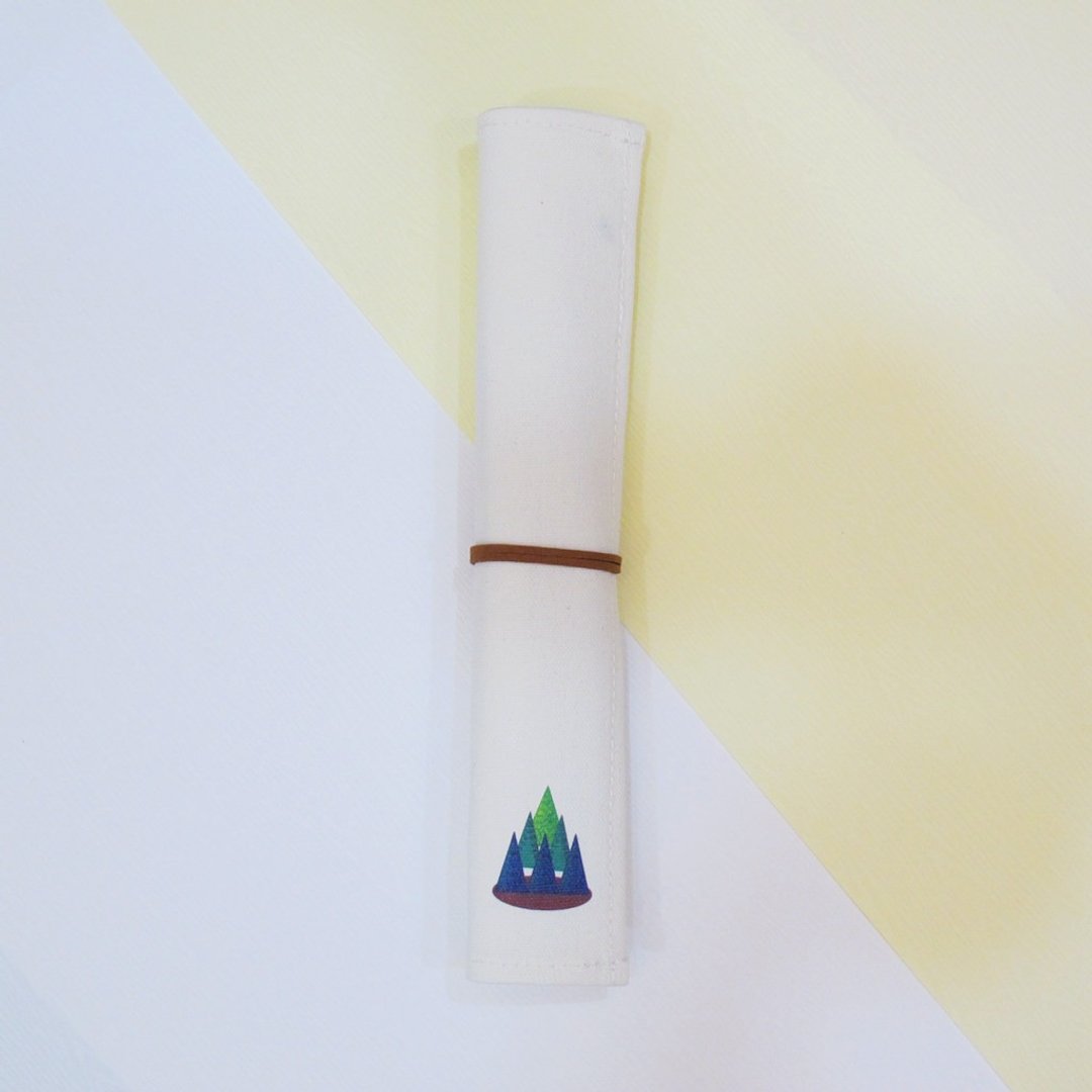 环保餐具 帆布收纳套袋组 含筷子汤匙 森林树木插画 - 筷子/筷架 - 棉 白色