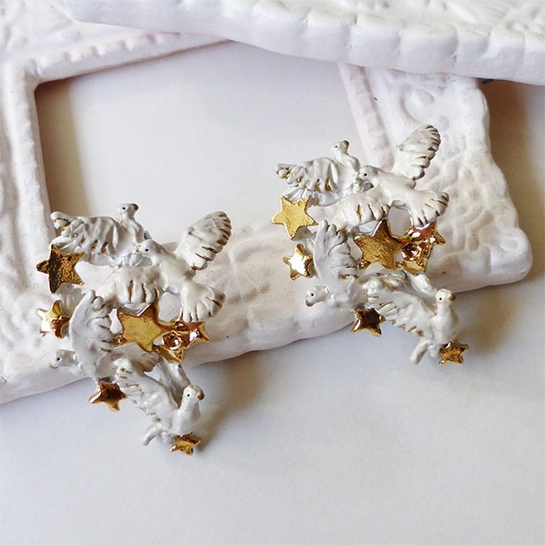 Doves Earrings Alto Earrings / Earrings PA 350 - 耳环/耳夹 - 其他金属 白色