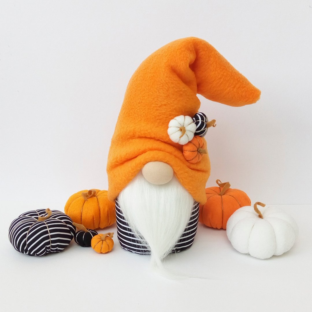 Halloween Gnome Fall Gnomes Pumpkin Gnome Stuffed Gnome Dolls Autumn Gnome - 玩偶/公仔 - 环保材料 橘色