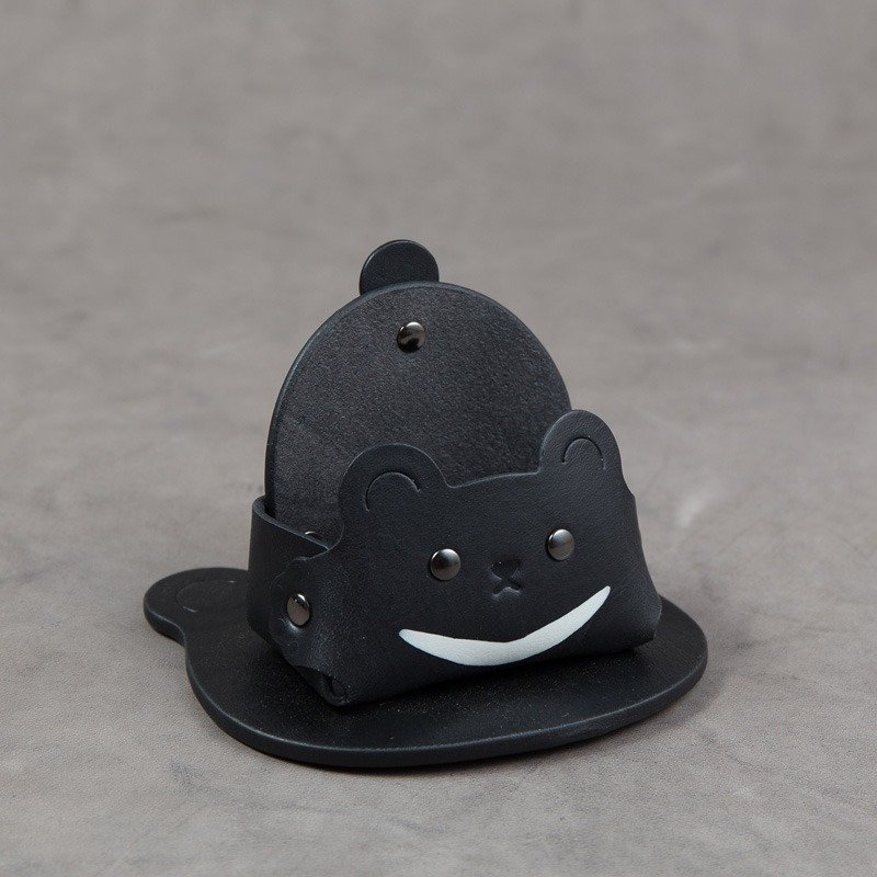 名片座 手机座(窄-台湾黑熊) - 文件夹/资料夹 - 真皮 黑色