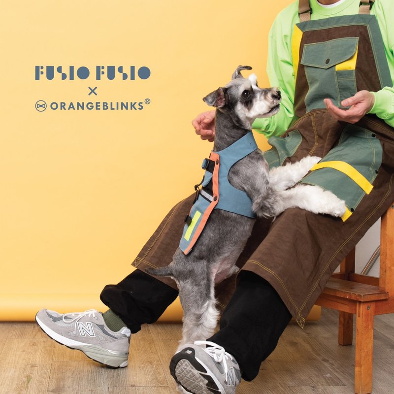 毛孩工作服胸背衣 可拆式两穿  灰蓝+粉橘  S/M/XL (XS/L完售) - 衣/帽 - 棉．麻 