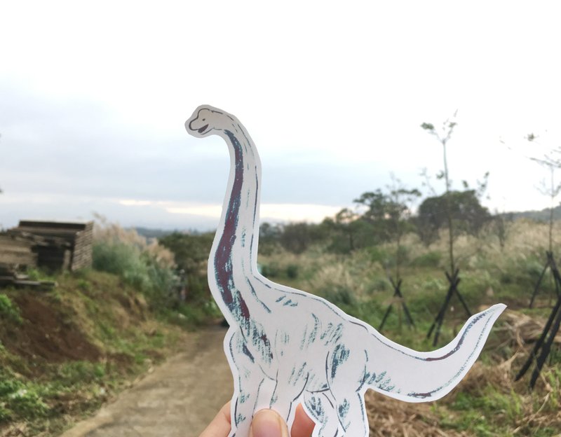 腕龙慢慢来/防泼水大贴纸 /一份两只 - 贴纸 - 纸 灰色