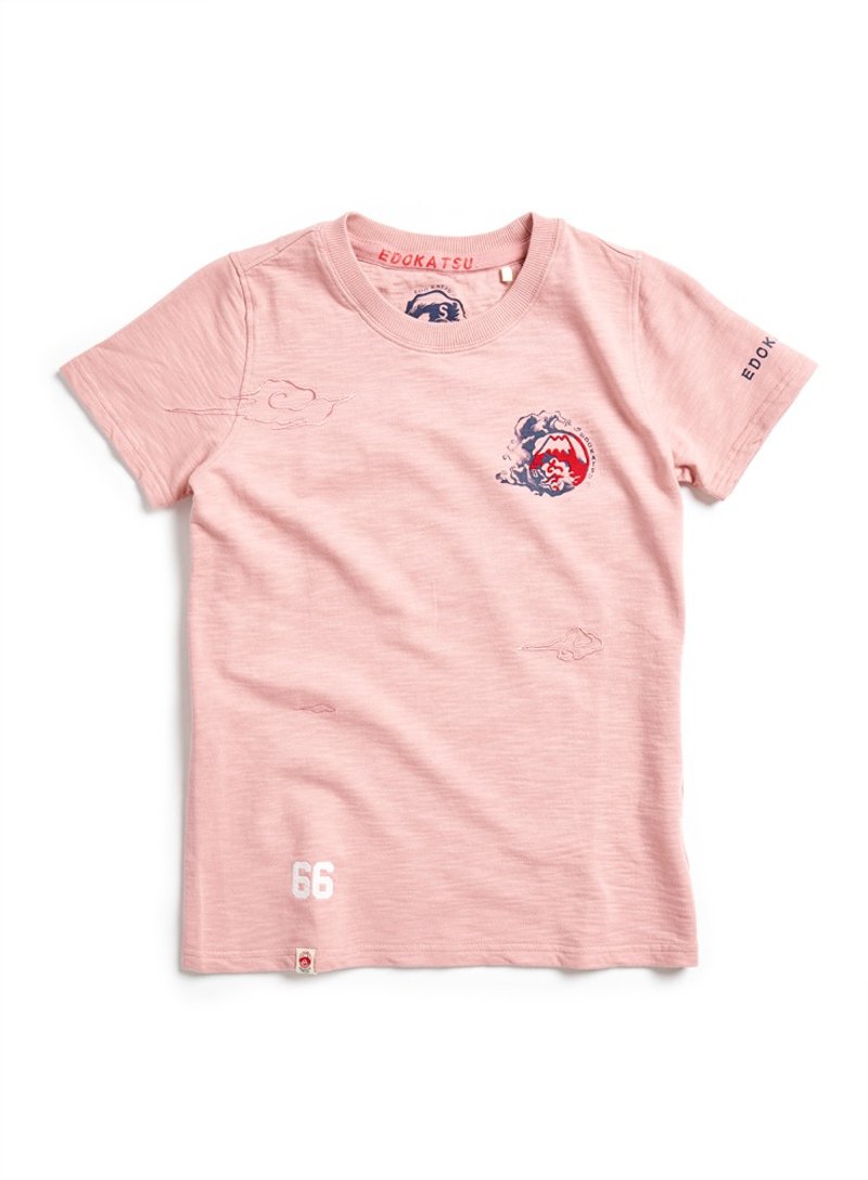 江户胜 日系 小波涛LOGO 短袖T恤-女装 (粉红色) #上衣 - 女装 T 恤 - 棉．麻 粉红色
