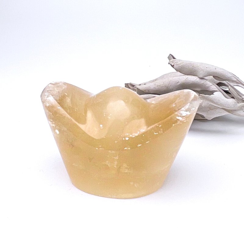 金灿灿。摆件 疗愈 招财 l 黄方解石元宝 冰洲石 爆彩 l - 摆饰 - 水晶 