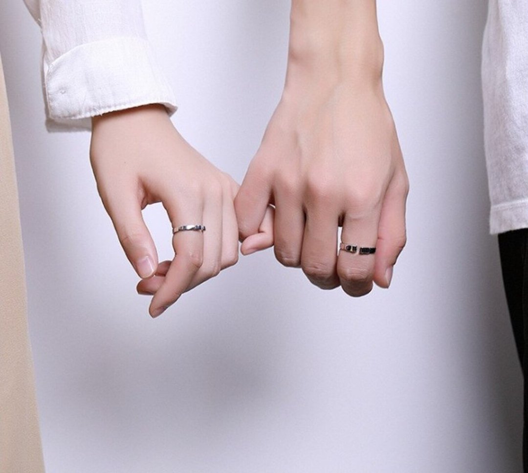 1 Pair Free Size Couples Silver Rings for Women Men Lovers Folded Open Rings - 戒指 - 纯银 银色