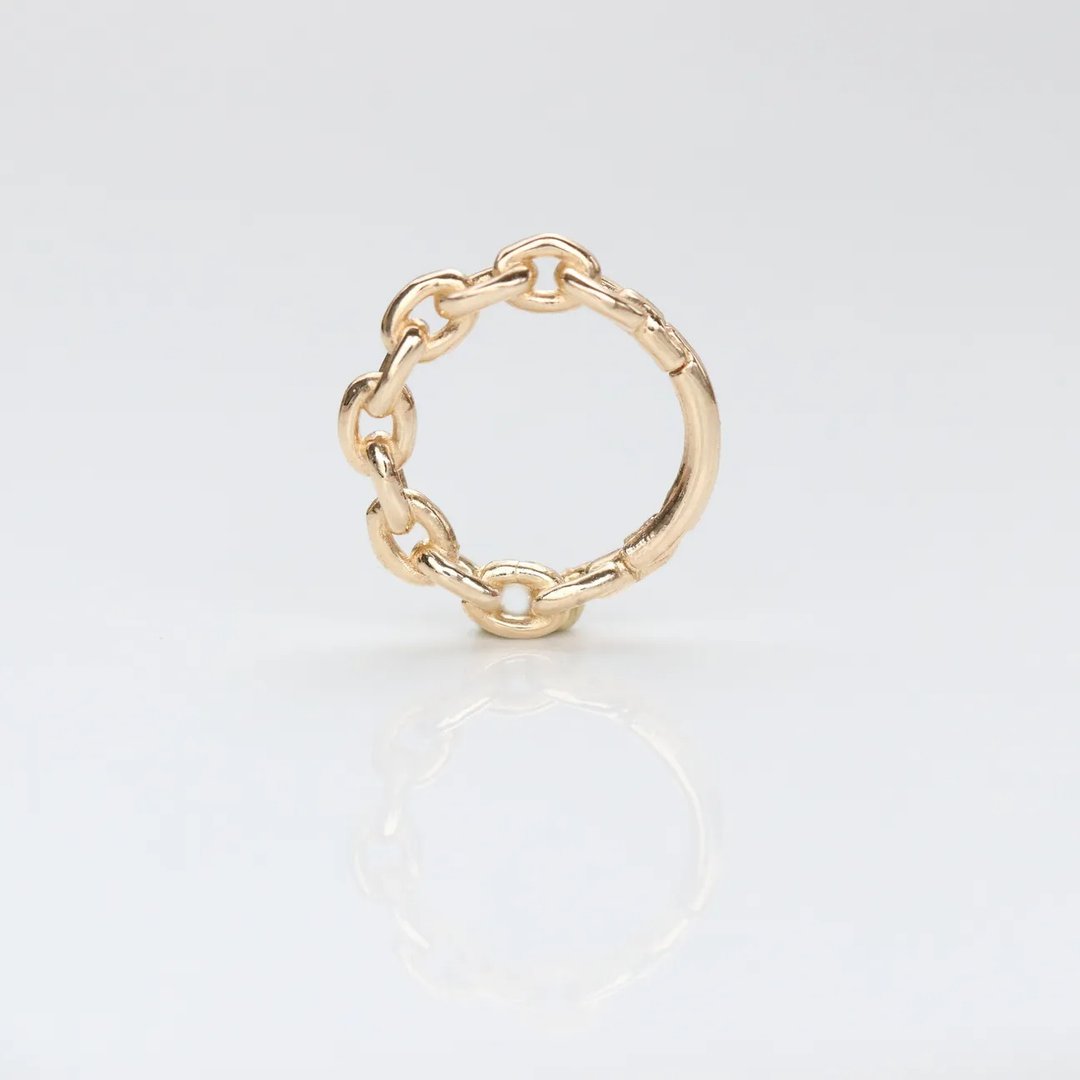 14K 粗练无痕耳扣耳环 (单个) (内径 7 mm)(Daith)(耳轮) - 耳环/耳夹 - 贵金属 金色