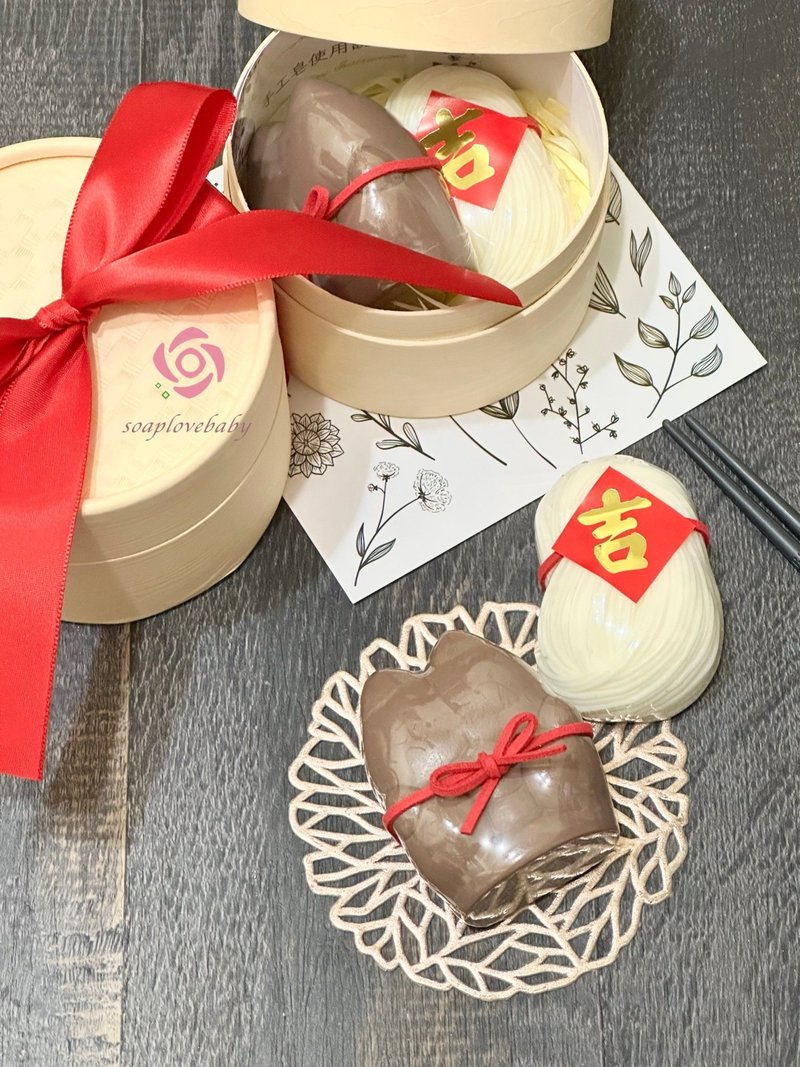 台湾猪脚面线手工皂礼盒|年菜年货祝寿|生日礼物|闰月 - 肥皂/手工皂 - 其他材质 咖啡色