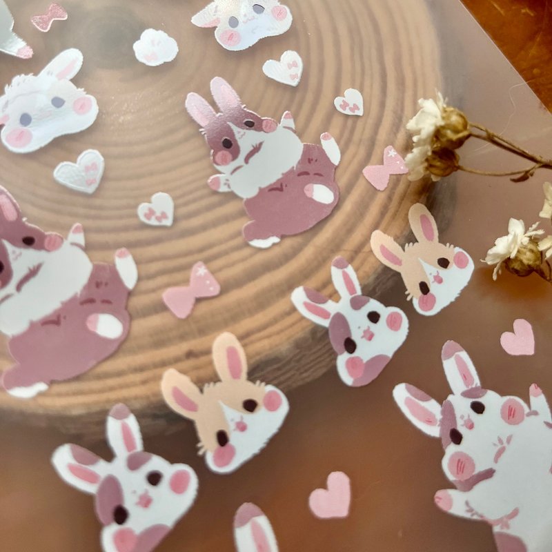 Pink x Bunny PET胶带 - 纸胶带 - 纸 粉红色