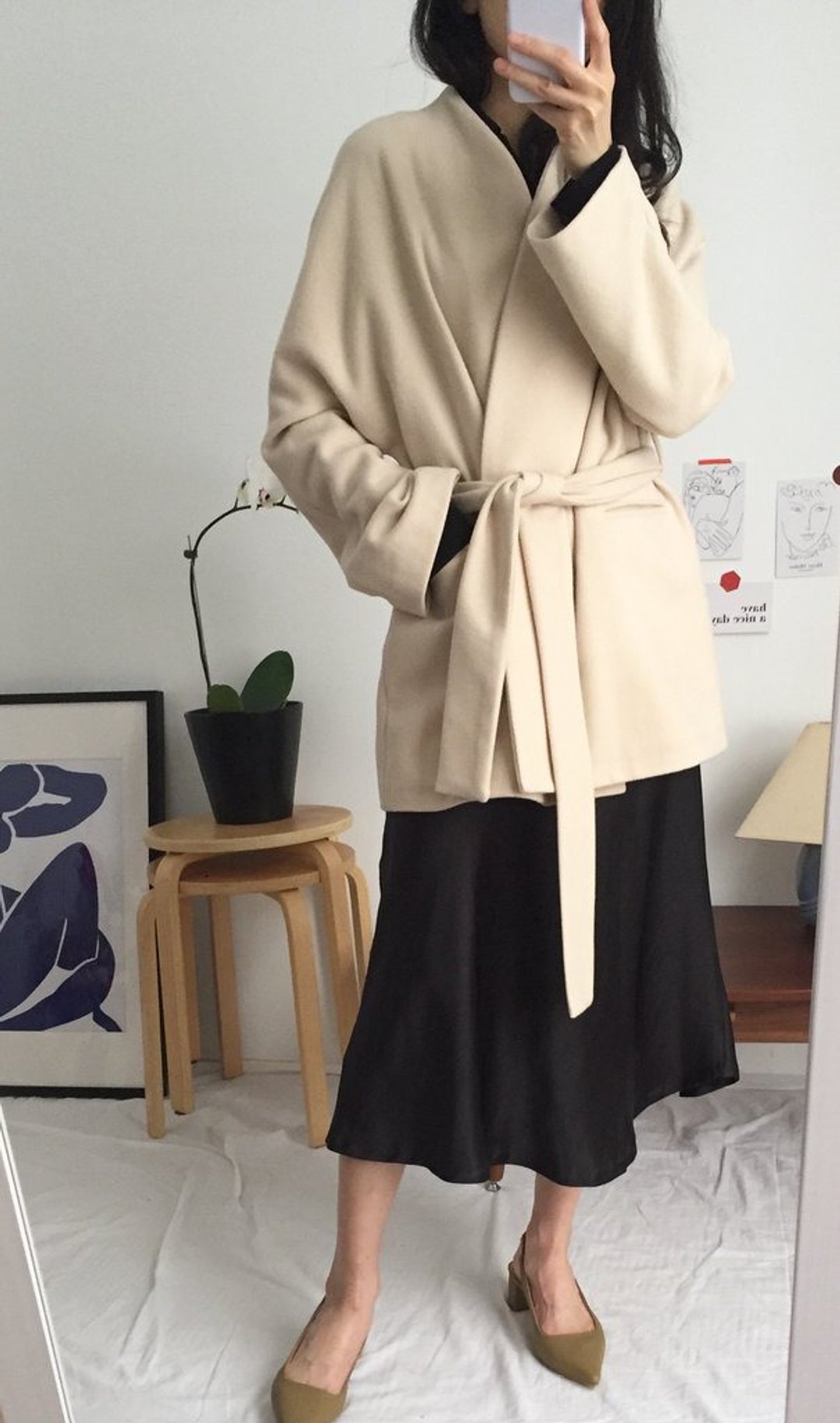 Ishiji Kimono Jacket 和服式羊毛短大衣 4色 - 女装休闲/机能外套 - 羊毛 