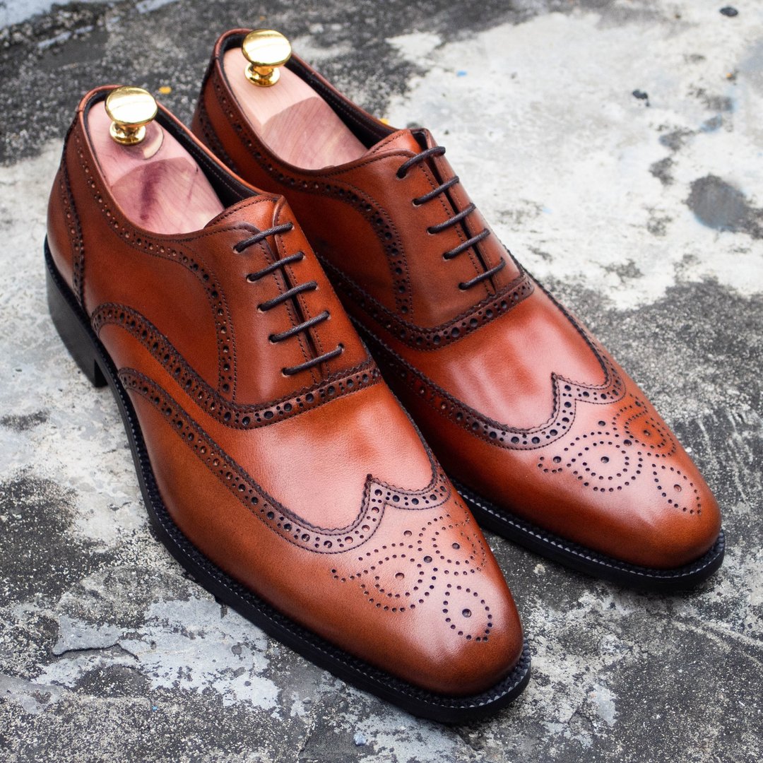 REGENT 翼纹雕花牛津鞋-棕 / Full Brogue Oxford-Tan - 男款皮鞋 - 真皮 橘色