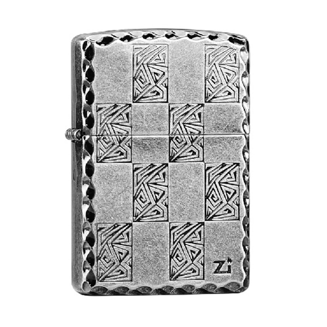 【ZIPPO官方旗舰店】 英伦风格子(仿古银)防风打火机 ZA-1-10A - 其他 - 铜/黄铜 银色