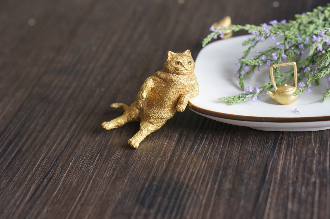手工黄铜橘猫君摆件镇纸 - 摆饰 - 其他金属 金色