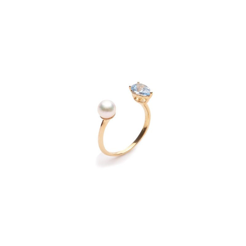 持之以恒珍珠开口戒指 925银厚镀18K金 Ditta Pearl Ring - 戒指 - 纯银 金色