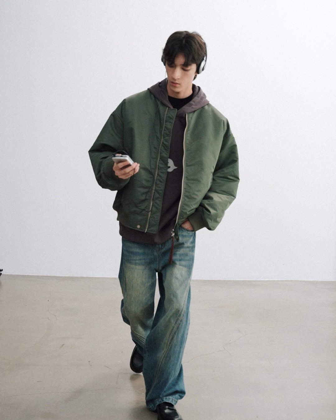 起飞 复古飞行员夹克棉 棒球服外套 - 男装外套 - 其他材质 绿色