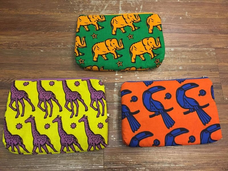 ☼满版动物三层式收纳袋/万用包☼(大嘴鸟款) - 化妆包/杂物包 - 棉．麻 多色