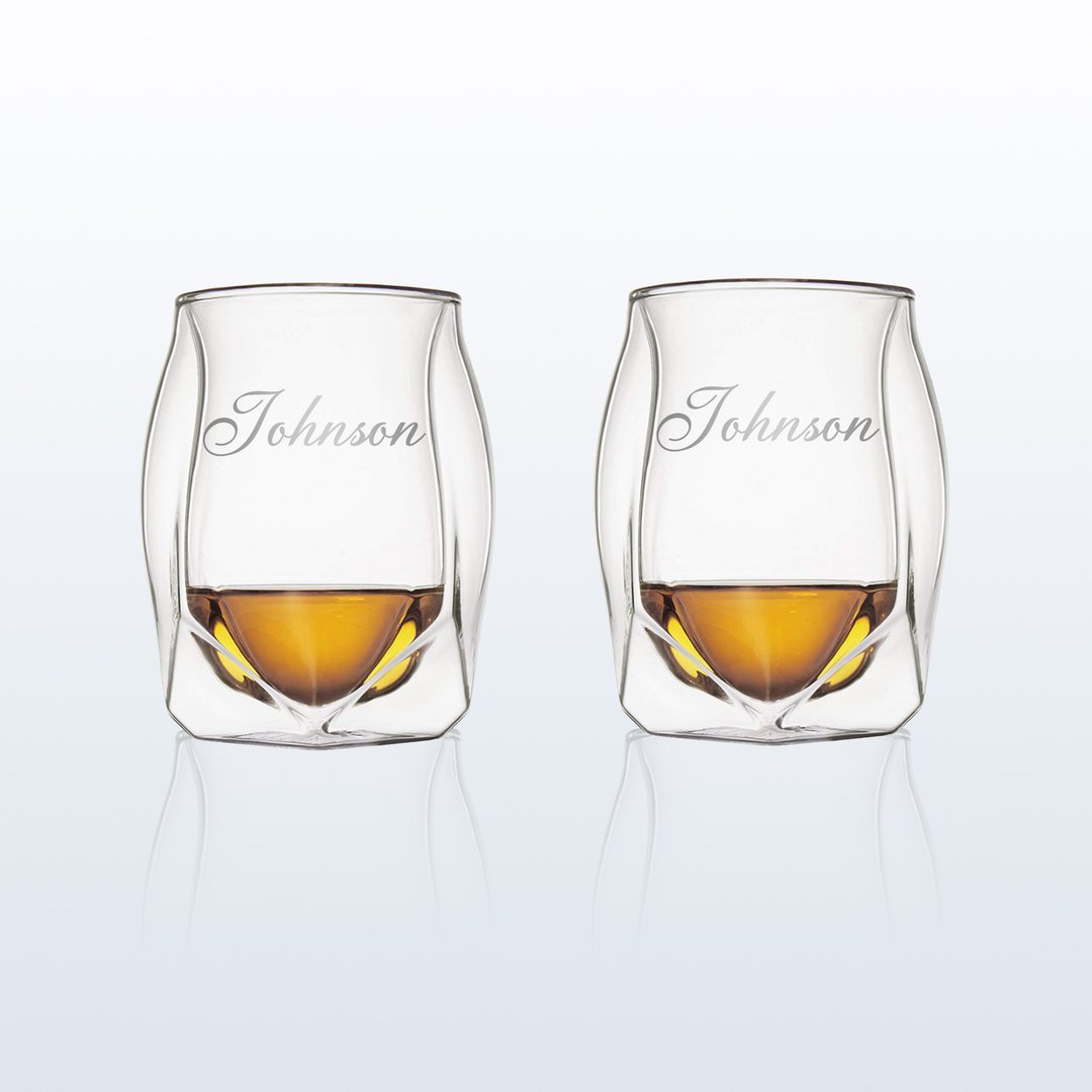 Customized Whisky Glasses|订制文字雕刻威士忌对杯 创意生日礼 - 酒杯/酒器 - 玻璃 