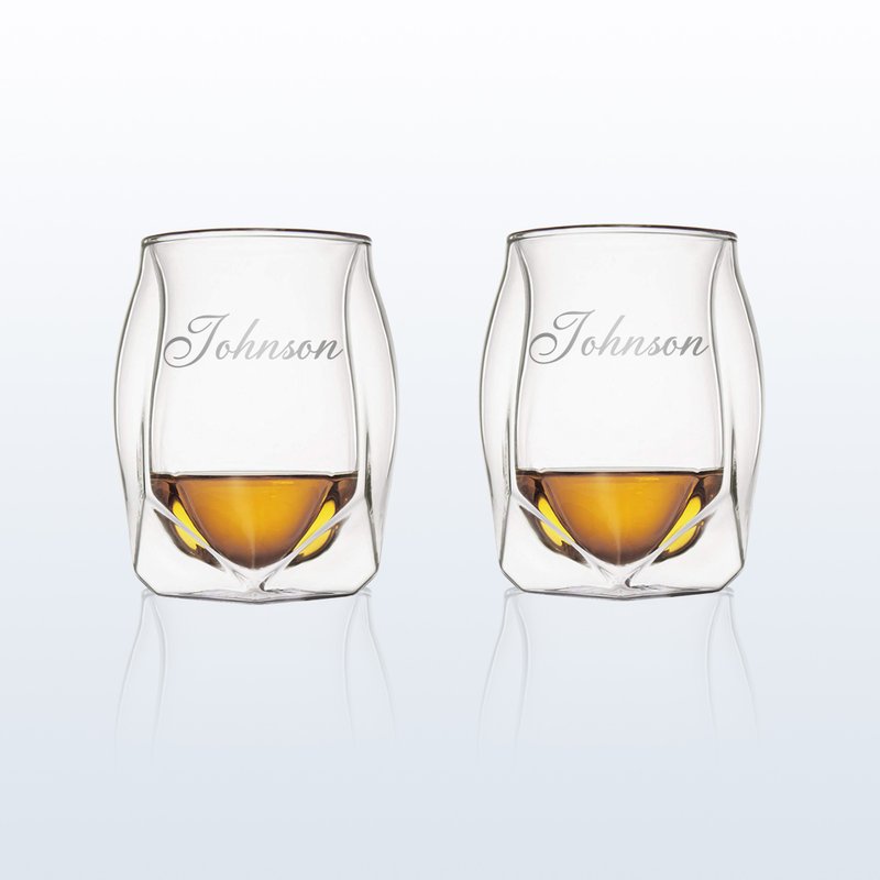 Norlan Whisky Glasses|订制文字雕刻威士忌对杯 定制化生日礼物 - 酒杯/酒器 - 玻璃 