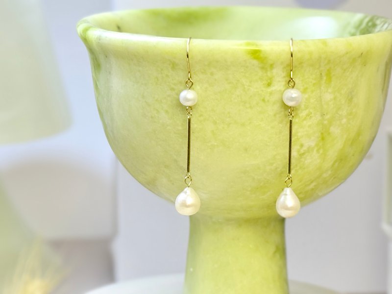 天然淡水珍珠耳环 母亲节 礼物 通勤 宴会 生日 - 耳环/耳夹 - 珍珠 