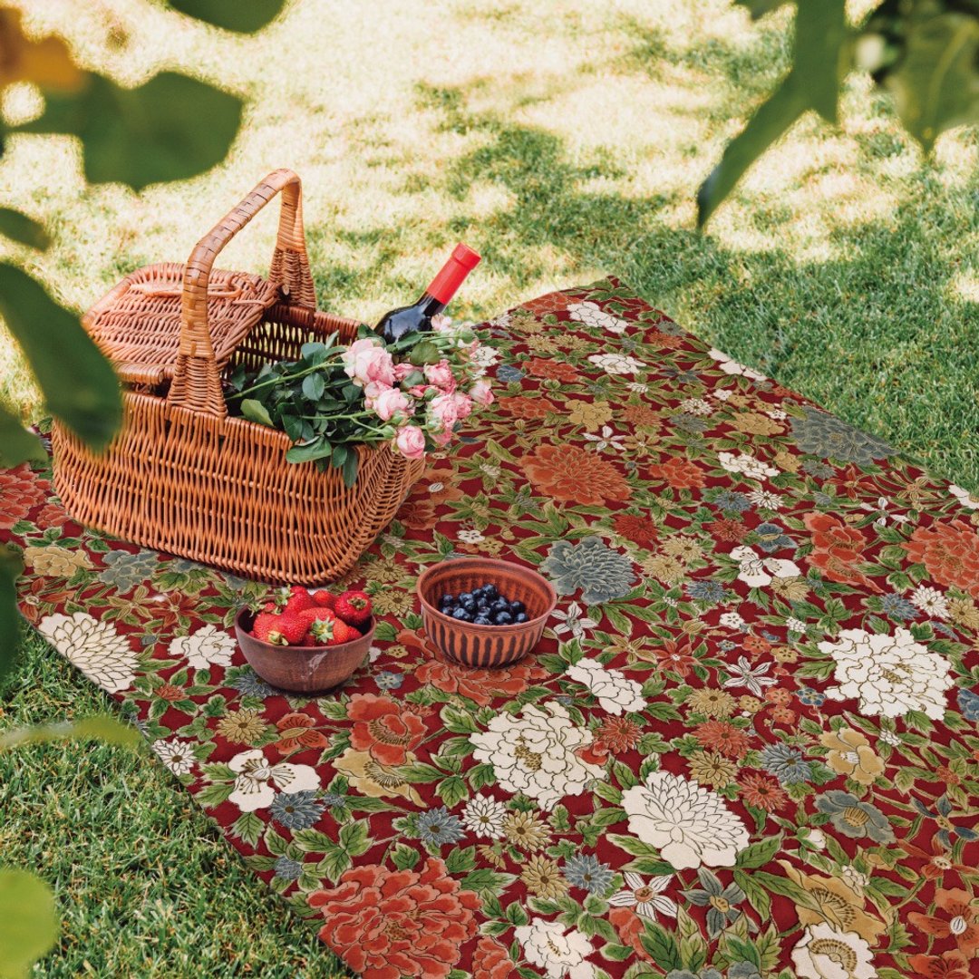 【Made in Japan】 Harokka x irohana | hanazukushi Picnic Mat - 野餐垫 - 防水材质 红色